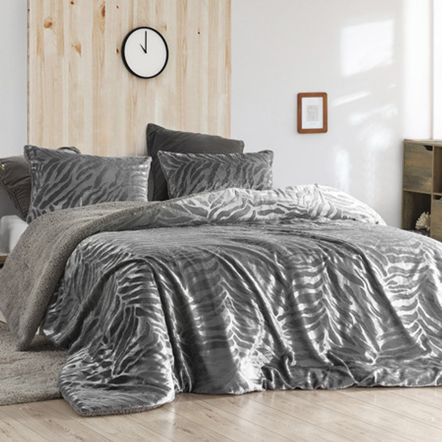 Primal Zebra - Coma Inducer® Oversized Comforter - Silver Black