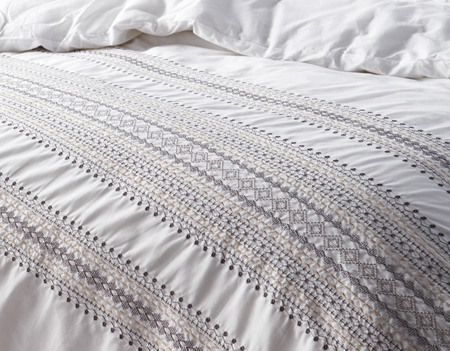 Cambria Stitch Embroidered King Comforter - Oversized King XL - White