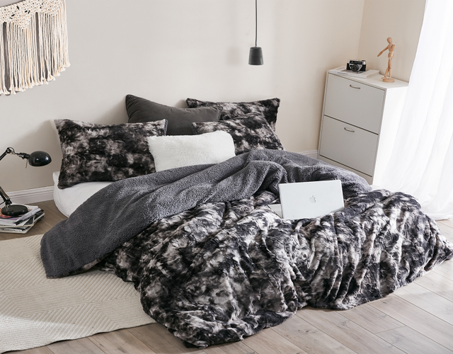 Midnight Snowfall - Coma Inducer® Duvet Cover - Black and White