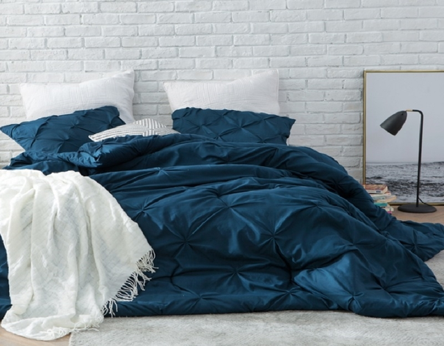 Nightfall Navy Pin Tuck Comforter - Oversized Bedding